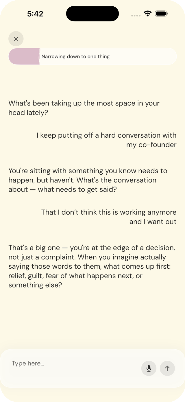 A real Space conversation about a hard decision, and the AI's specific reply